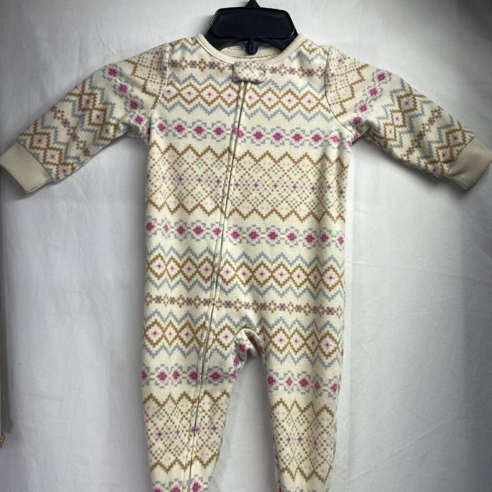 CARTER'S Long Sleeve Bodysuit Sleep And Play Girls12 Month Cream Full Zip/Snap